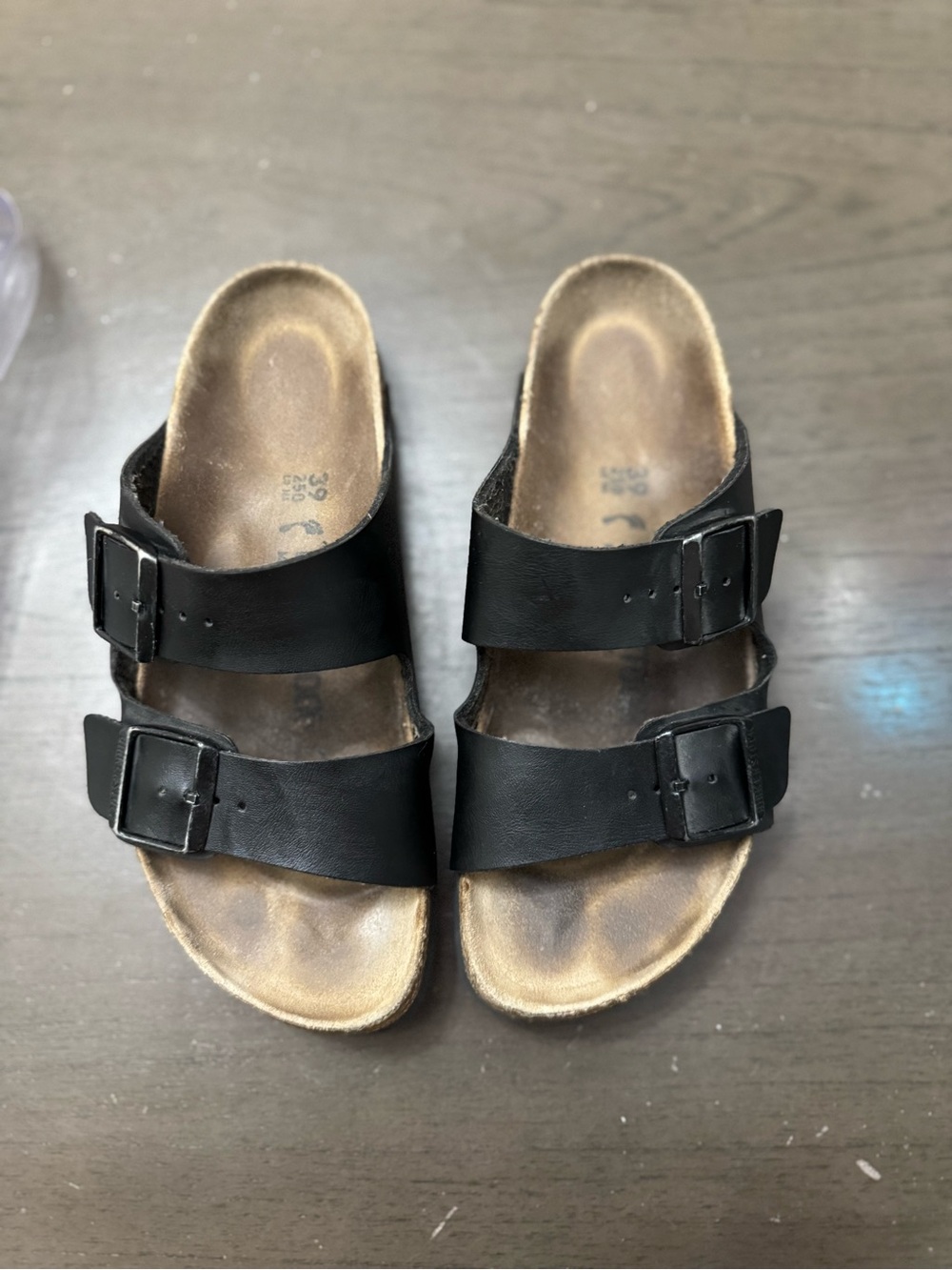 Birkenstock Black Double-Buckle Cork Footbed Sandals size  w8 - Picture 4 of 15